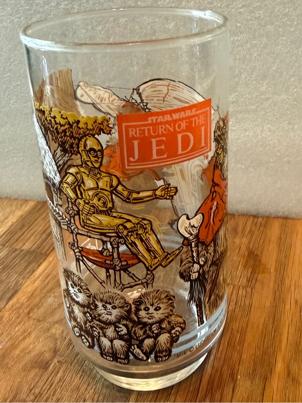 Return Of The JEDI 1983 BURGER KING Coca-cola Glass Cup Ewok Star Wars
